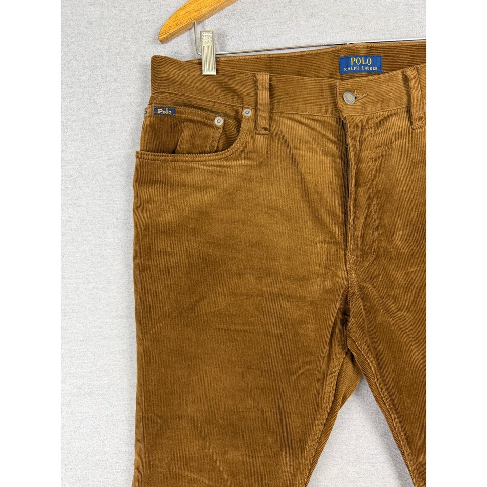 Polo Ralph Lauren Varick Slim Straight‎ Brown Corduroy Pants Mens 35x30